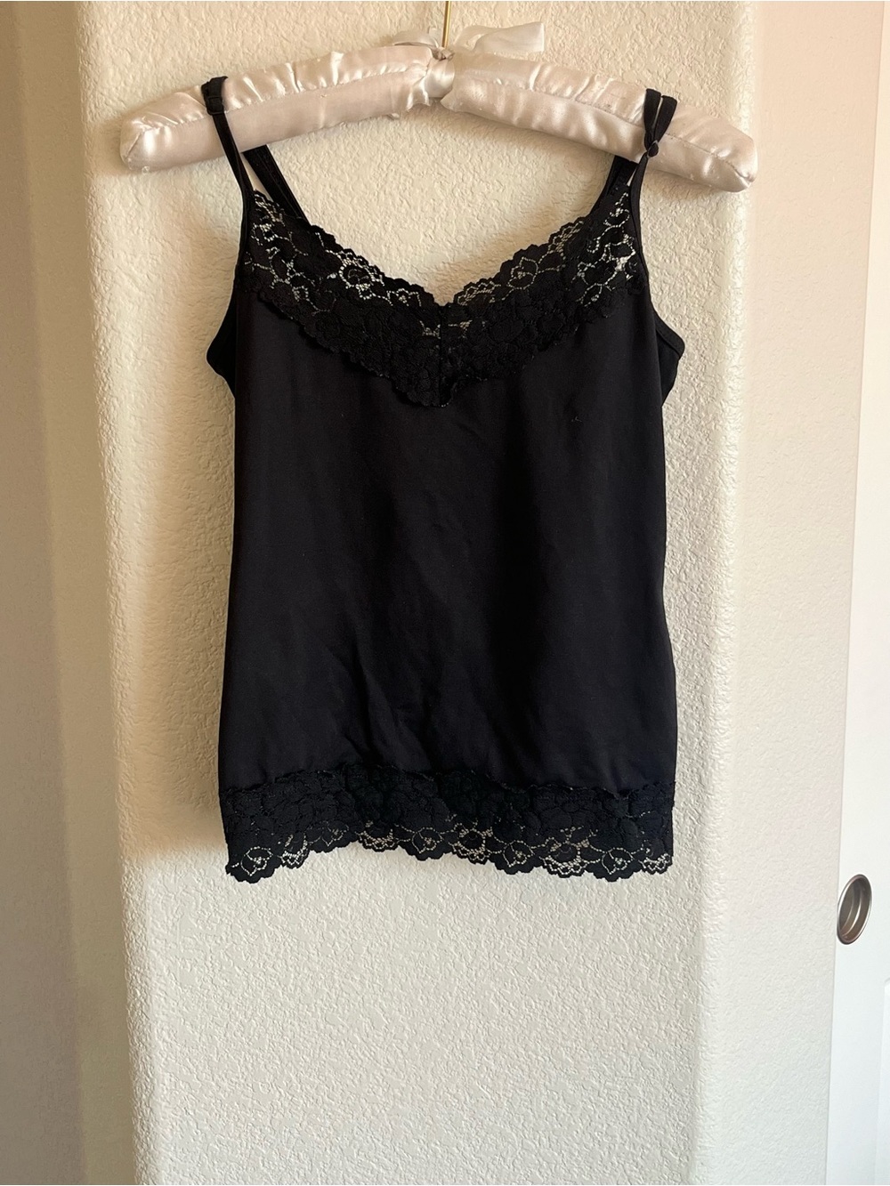 White House Black Market Black Lace-Trim Camisole
